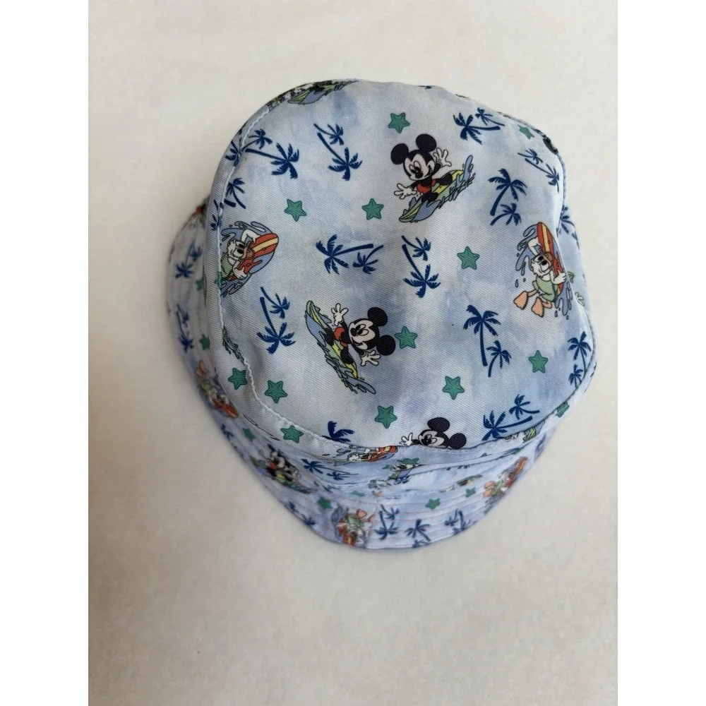 Disney Junior Mickey Mouse Reversible Bucket Hat Blue Coral White Green Unisex